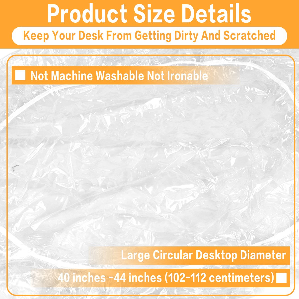 Fitted Clear Round Tablecloth Elastic Edged PVC Round Table Waterproof Oil-Proof Table Cover Protector Effortless to Clean Table