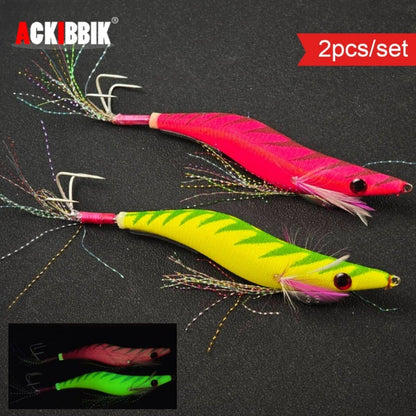 Ackibbik 2pcs/set 14cm Shrimp Baits Shrimp Fishing Lures Sea Fishing Shrimp Lure Luminous Squid Jig Hook Shrimp Prawn Lure