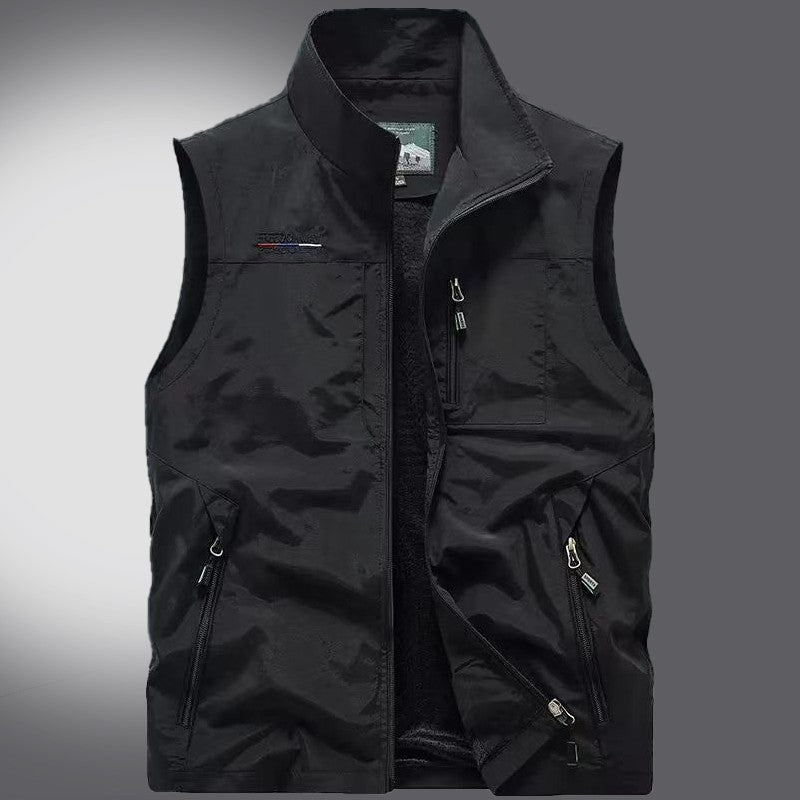 Colete Masculino Esportivo e Moderno, de Couro, para Lazer ao Ar Livre, de Alta Qualidade, Pesca, Corta-Vento, Quente, Confortável e Versátil, Respirável