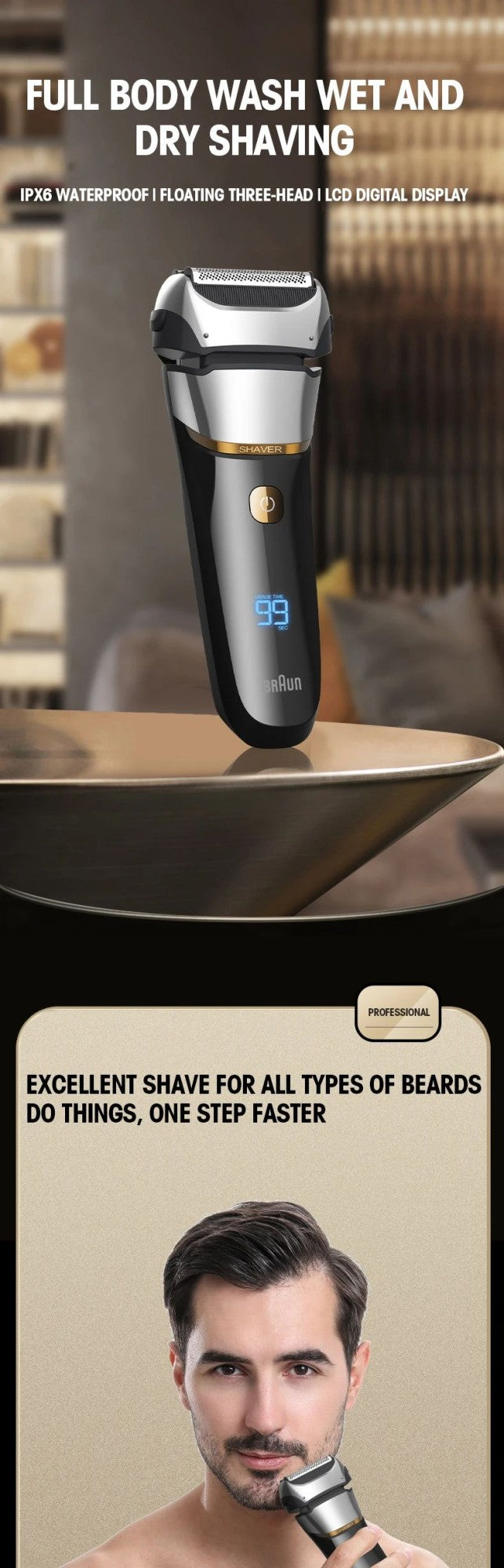 Originai Fang BRAUN FK608 Electric Shaver 4D For Men Rechargeable Shaving Beard Razor Trimmer Machine For Barber