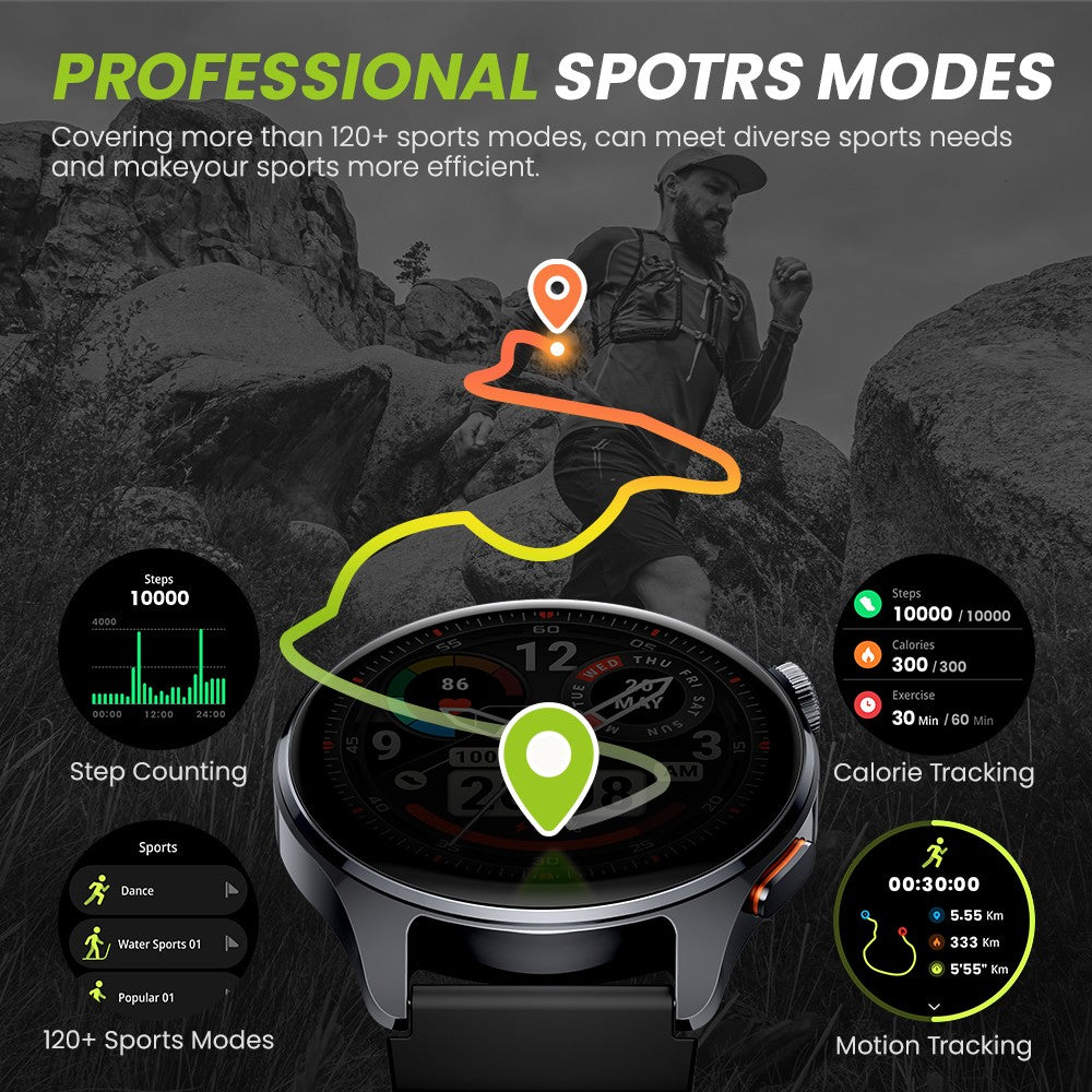 Smartwatch HAYLOU Watch 4S GPS, tela AMOLED HD de 1.43", posicionamento GPS de 5 satélites, mais de 120 modos de treino, relógio inteligente de esporte e fitness