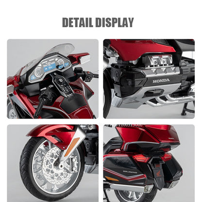 1:11 Honda Gold Wing GL800 2021 Modelos de Motos Carros Brinquedos Pneus de Borracha com Luz e Música Modelo em Miniatura Presentes para Crianças Pequenas