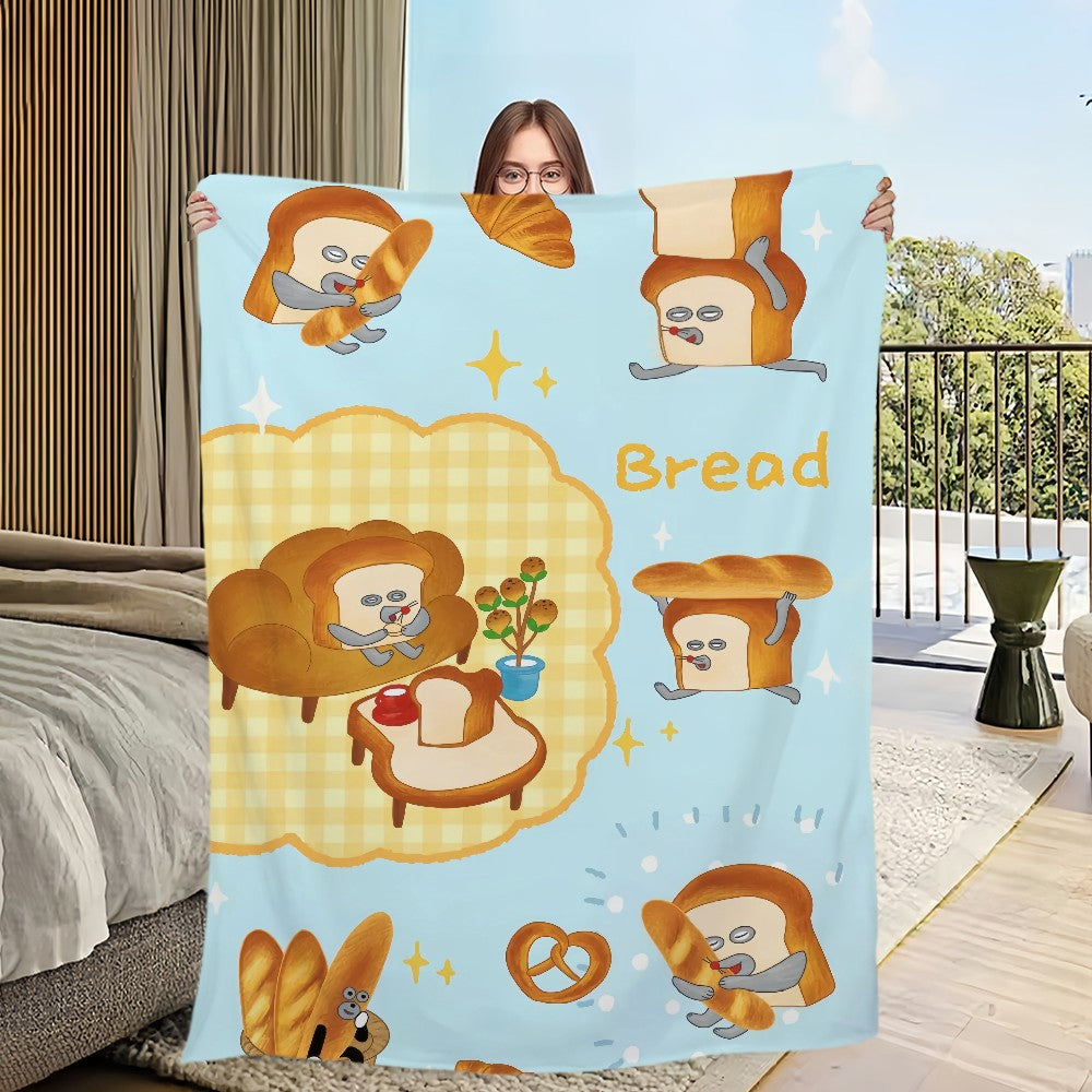 Flannel warm comfort  soft Picture plush Breads Thief blanket for sofa living room office bedroom travel book gift