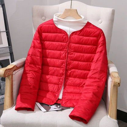 2025 New Lightweight Down Cotton Coat Women Autumn Winter Long Sleeve Slim Warm Parkas Female Portable Packable Ski Short Jacket