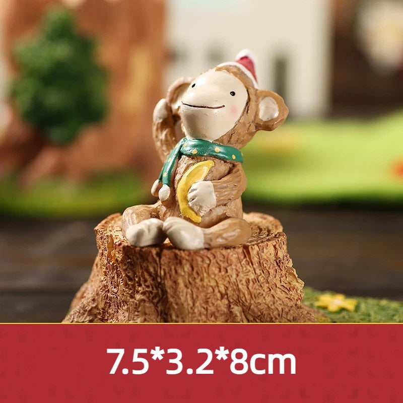 Christmas Cartoon Animal Ornaments Santa Claus Reindeer Resin Crafts Cartoon Christmas Series Crafts Home Desktop Decorations