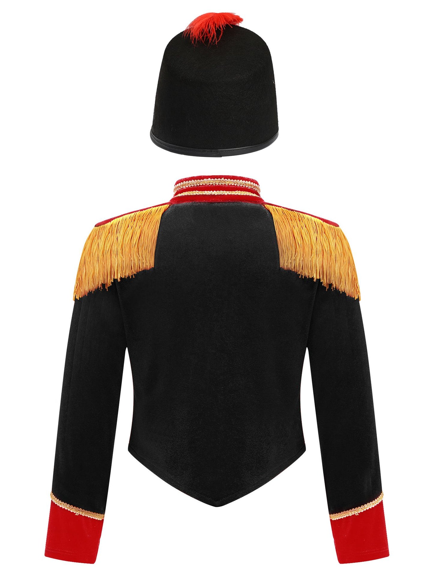 Girls Boys Marching Band Costume Outfits Circus Ringmaster Jacket Coat Team Performance Drummer Drum Major Uniform with Hat Sets
