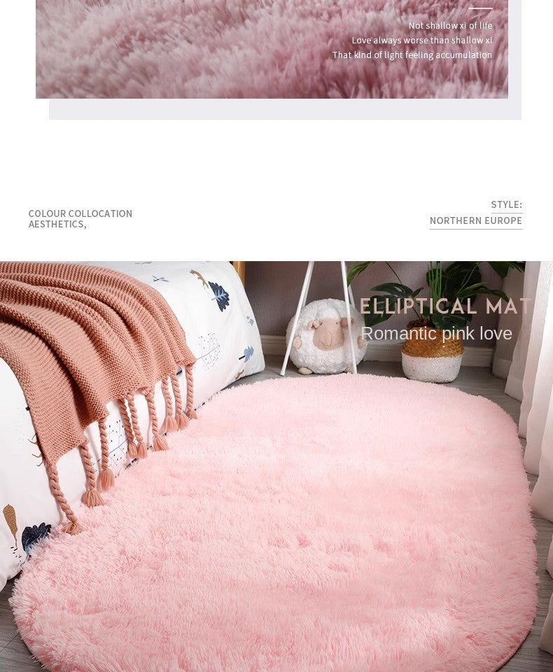 Tie-Dye Oval Living Room Rug Comfortable Soft Home Decor Floor Cushion Sofa Eend Table Bedroom Fluffy Non-Slip Plush Bed Rug