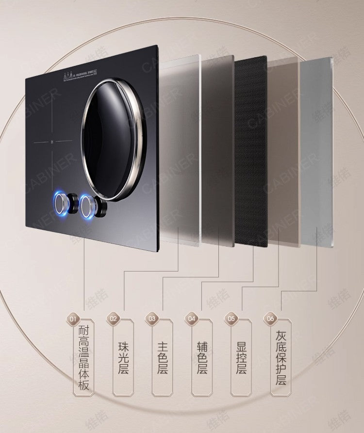 YJQ 7000W knob fire induction cooker household double stove embedded electric ceramic cooker one flat and one concave desktop