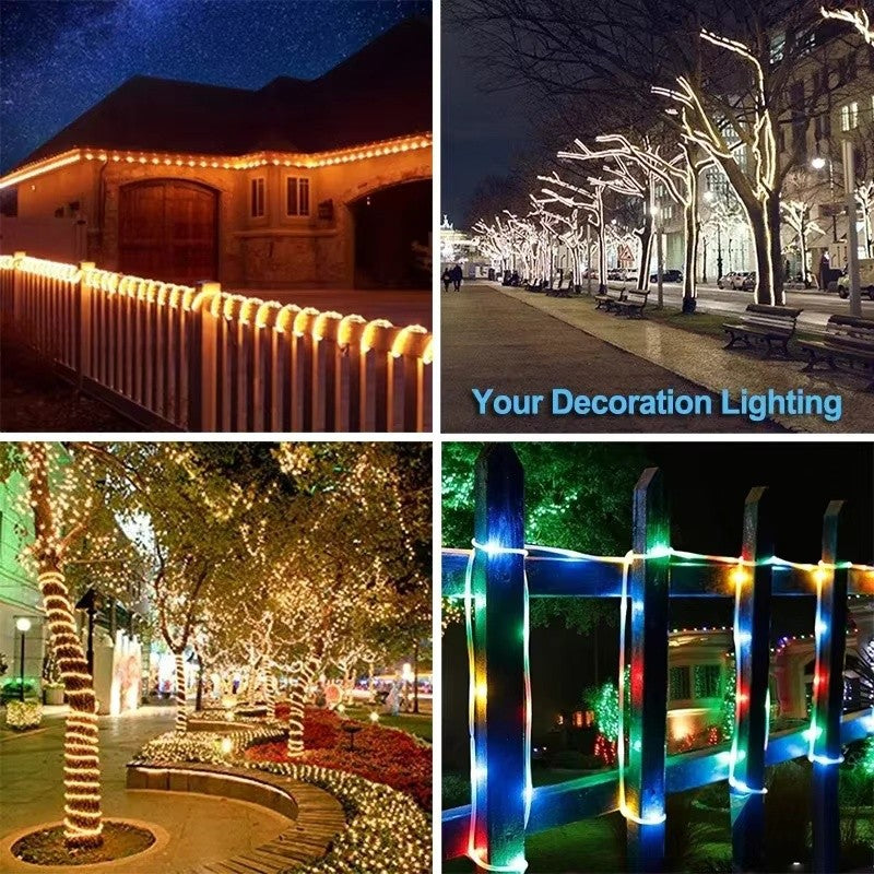 LED Solar Rope Lights Outdoor 50/100/200LEDs 8 Modes waterproof String lights for Garden Christmas Halloween Weddings Decor