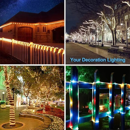 LED Solar Rope Lights Outdoor 50/100/200LEDs 8 Modes waterproof String lights for Garden Christmas Halloween Weddings Decor