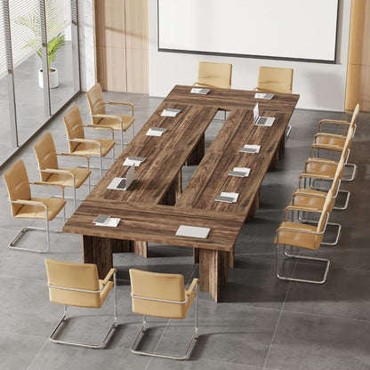 5.5FT Conference Table, 63-inch Rectangle Meeting Seminar Table, Large Wooden Business Tables for 4-6 People, Heavy Duty Pedest