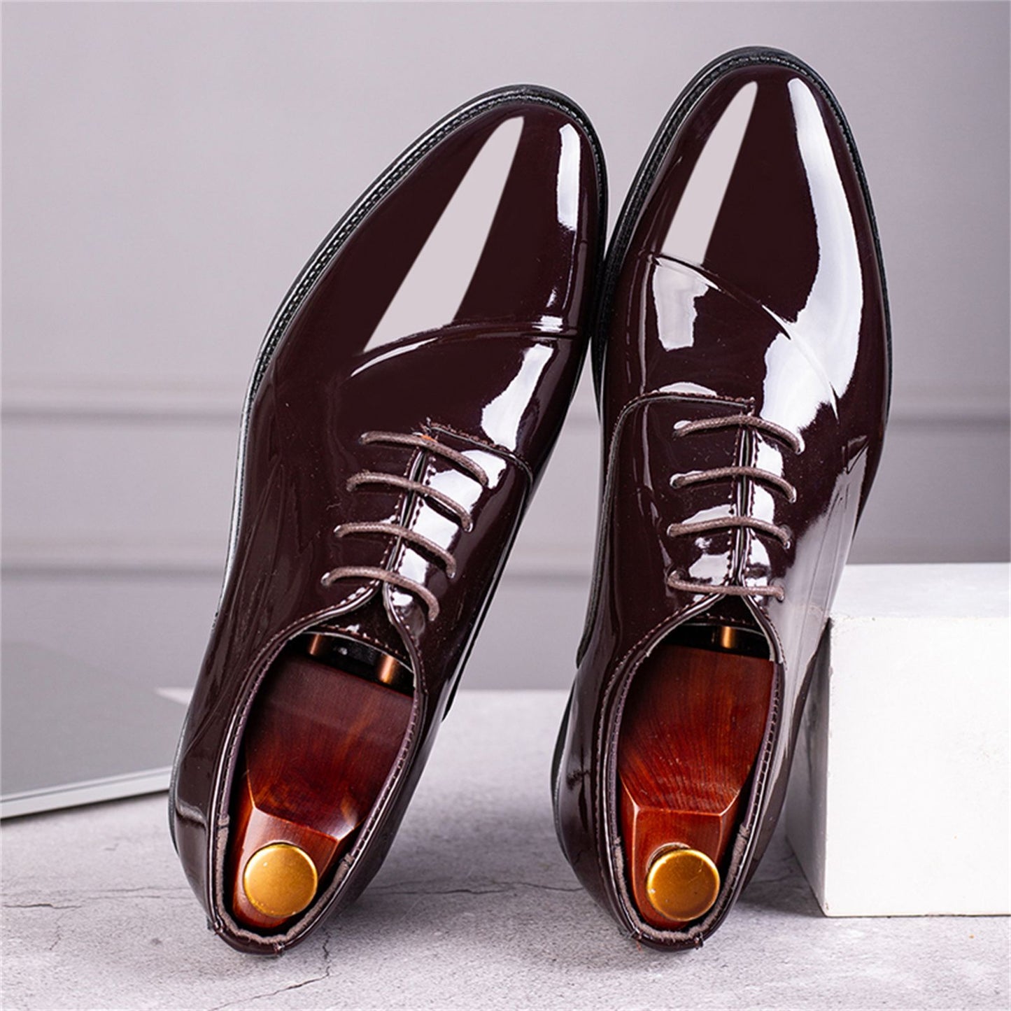 Men's Dress Shoes Classic Modern Formal Business Oxford Shoe X Stripe Comfortable Tuxedo Casual Lace-up Formal Shoes