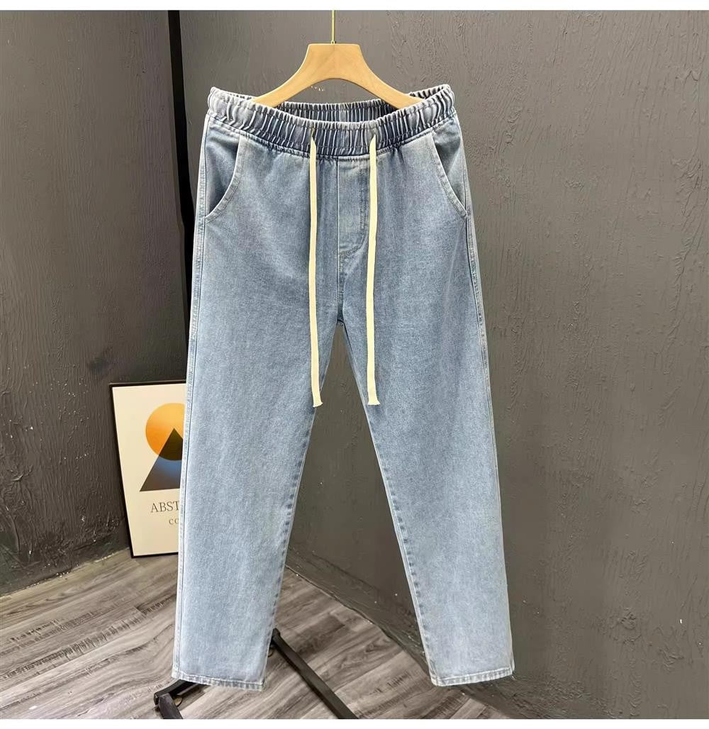 Men's Casual Loose Straight Leg Jeans Thin Wear Resistant Spring Autumn Vintage Workwear Trousers Comfortable Denim Pants
