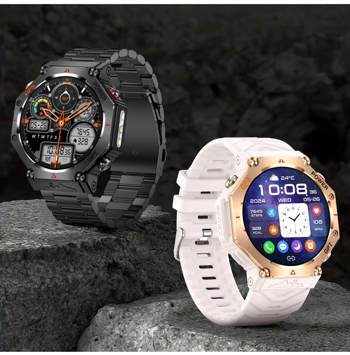 2025 Novo Smartwatch T-Rex 3 Ultra GPS Masculino 10ATM IP68 À Prova D'água GNSS de Banda Dupla Integrado Bússola Smartwatch Esportivo Militar