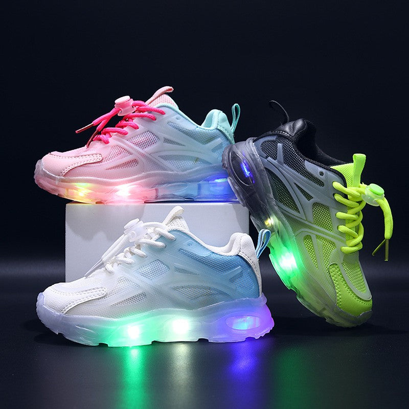 Summer Kid Sneakers New Fashion Light Up Boy Shoe Breathable Versatile Anti Slip Simple Sports Shoes Daily Classic Girl Shoes