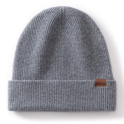New Autumn Winter 100% Cashmere Hat Knitted Mountaineering Wool Hat Outdoor Skiing Double Layer Men and Women Thickened Warm