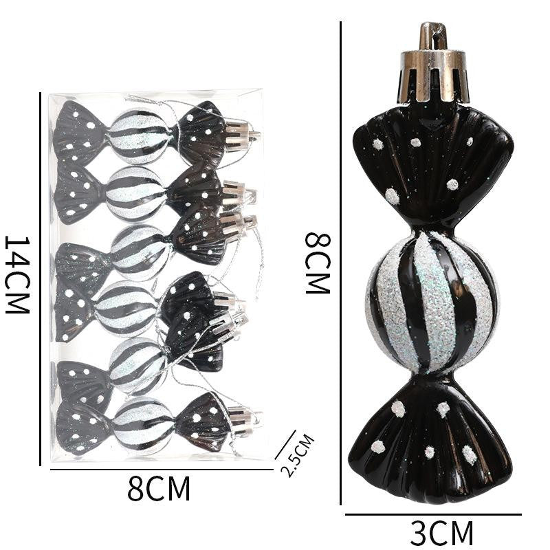 6PCS/Box DIY Christmas Tree Decoration Pendant Electroplating Candy Xmas Ball Window Door Hanging Ball 2025 Happy New Year