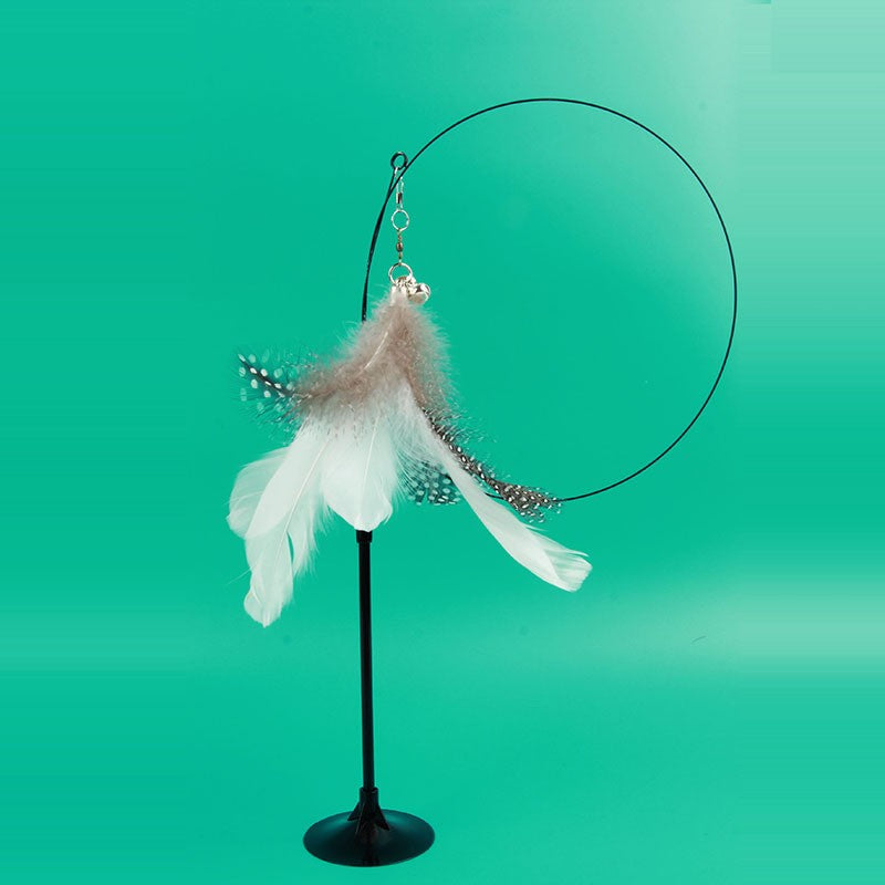 Brinquedo Engraçado para Gatos de Pena Colorida Fofa com Sino Ventosa Varinha Interativa Destacável para Gatinhos Brinquedos para Gatos