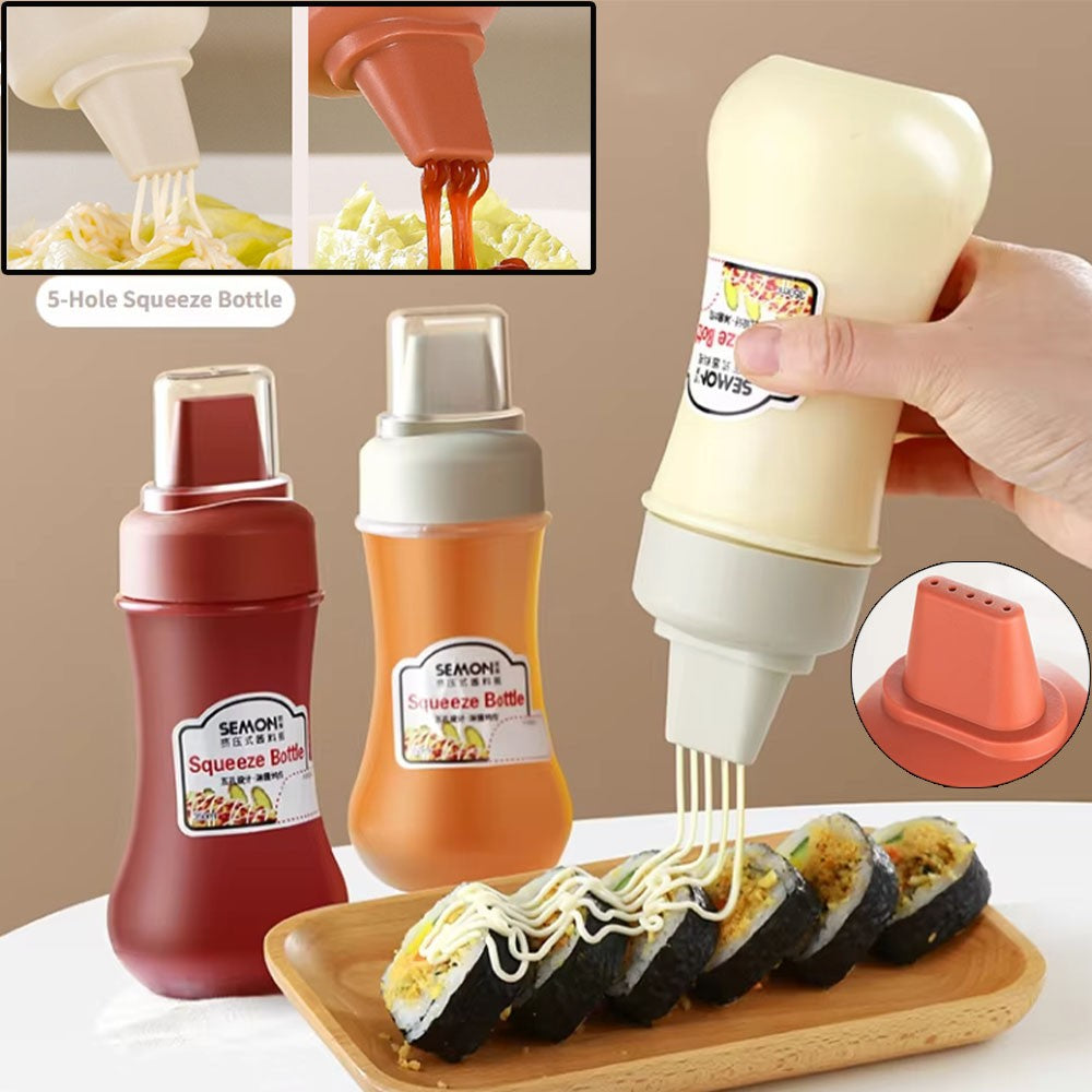 Frasco Espremedor Poroso para Molhos 350ML Garrafa para Molho de Tomate Mel Salada Recipiente Dispensador de Condimentos de Cozinha para Ketchup Molhos BBQ Óleo