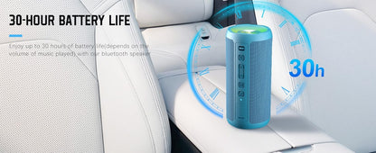 Caixa de Som Portátil Sem Fio Bluetooth 5.3 Ortizan, Graves Potentes, Luzes RGB, À Prova d'Água IPX7, TWS, Entrada AUX e Cartão TF, Ideias para Presente