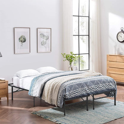 Estrutura de Cama Plataforma Dobrável de Metal, Base de Colchão com Ripas de Aço Reforçado de 13 Polegadas com Armazenamento Embaixo da Cama, Montagem sem Ferramentas