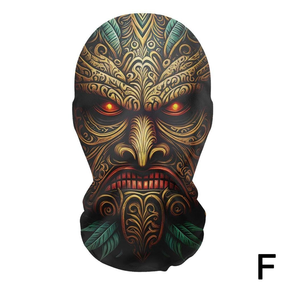 3D printed mask for role-playing full face covering elastic mesh printed mask fashionable Halloween makeup dance party headwear