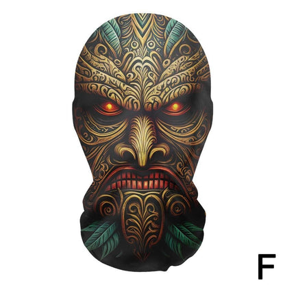 3D printed mask for role-playing full face covering elastic mesh printed mask fashionable Halloween makeup dance party headwear