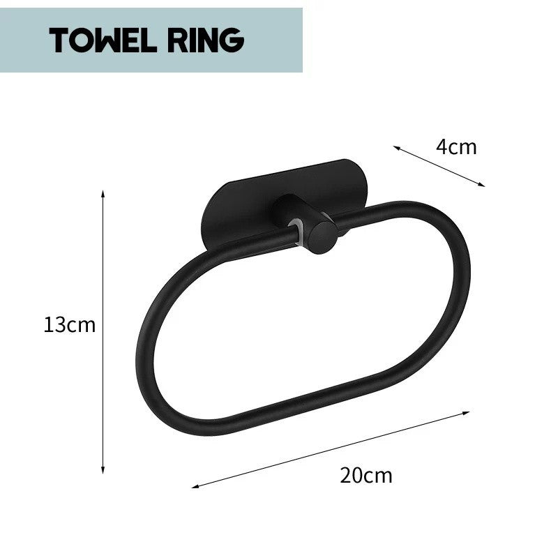 Towel Bar for Bathroom No Drilling Stainless Steel Black Bathroom Accessories Sets Toilet Tissue Roll Paper Holder Towel Rack