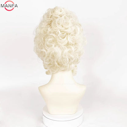 Perucas de Cosplay Maria Antonieta Princesa Médio Encaracolado Resistente ao Calor Peruca de Cabelo Sintético + Touca de Peruca