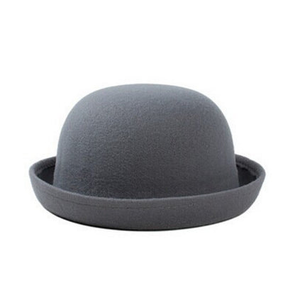 Fashion Winter Hat Fedora Vintage Women Children Trendy Wool Felt Bowler Derby Floppy Hats For Girls Women