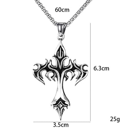 Colar com Pingente de Cruz Chamejante de Hip Hop, Aço Inoxidável, Joia Minimalista para Homens, Retrô, Moda Unissex, Presente para Casal, Acessórios