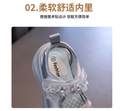 Girls' Casual Shoes Mesh Breathable Children's Sports Sandals 2025 Summer Fashion Flower Girls' Princess Shoes 3-12 Years Old