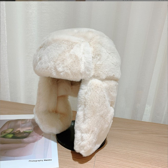 Gorros Femininos de Inverno Quentes e Grossos Estilo Russo, Moda Coreana Ushanka, Chapéu de Aviador com Protetor de Orelha, Chapéu Bomber Feminino Ajustável, Tendência