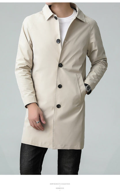 Top Quality Korean New Brand Casual Fashion Long Men Trench Coat  Windbreaker Overcoat Slim Fit Long Jacket Men Clothing