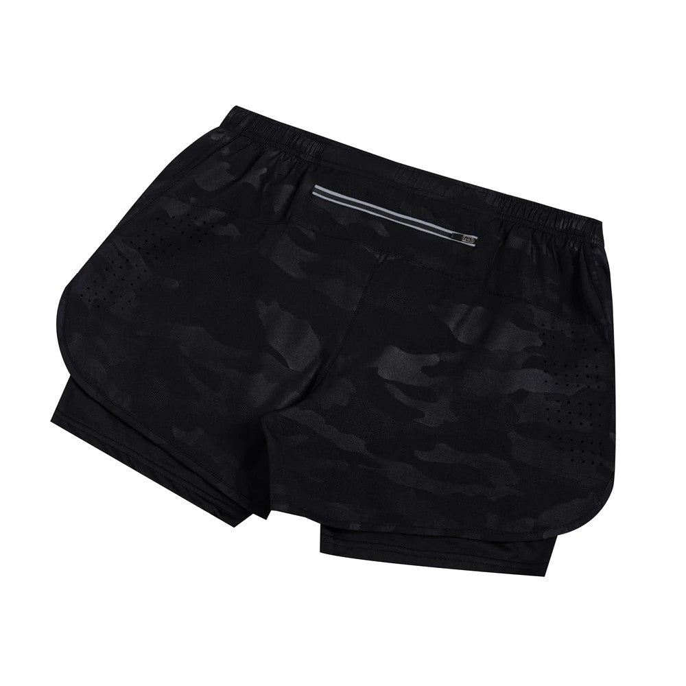 Summer men's reflective running shorts Fitness quick drying double-layer shorts Men's exercise training bodybuilding shorts