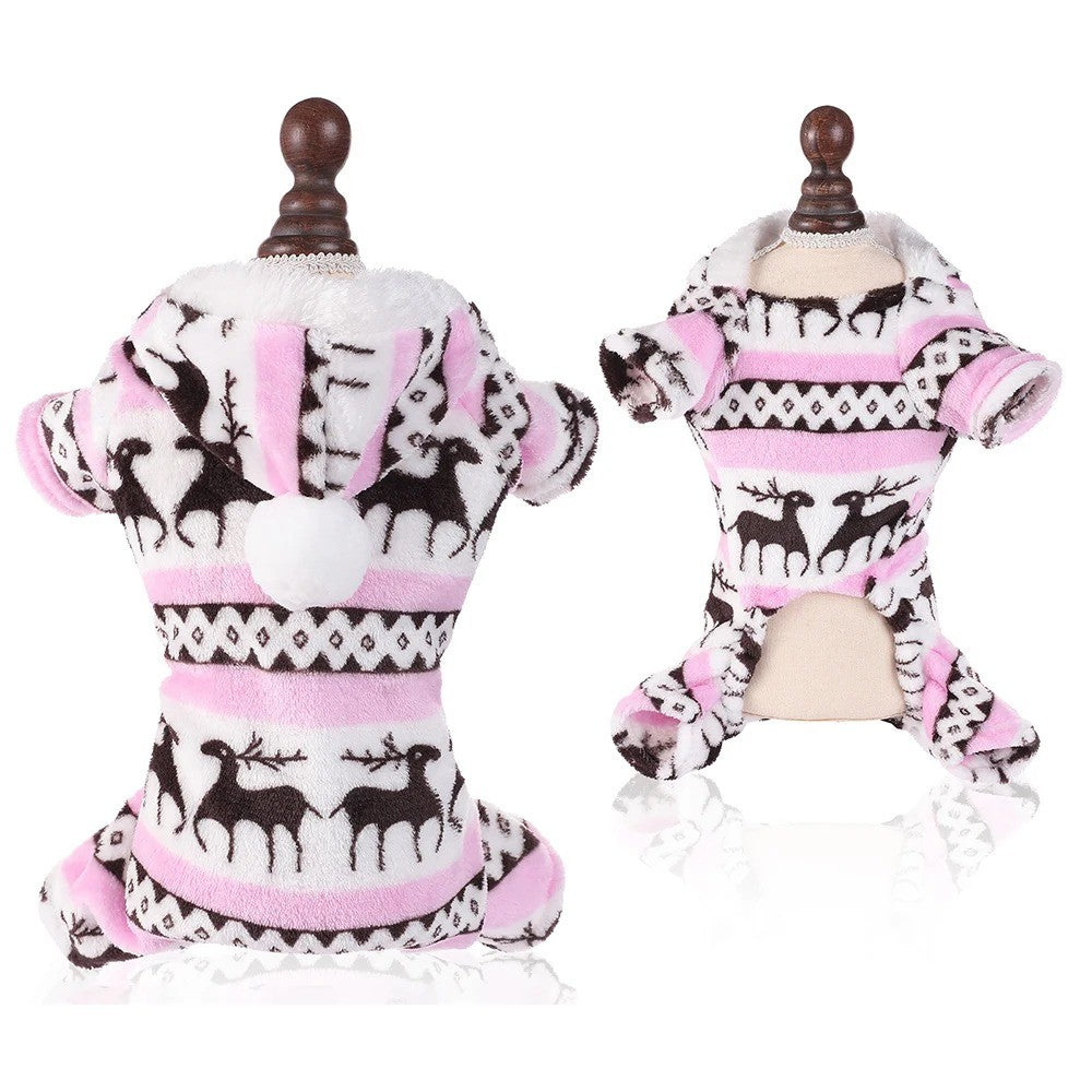 Roupas de cachorro de Natal de inverno Macacão de cachorro de pelúcia quente Pijamas para cães médios pequenos Para baixo Gatos Parkas Filhote de cachorro ???? Roupa para cães