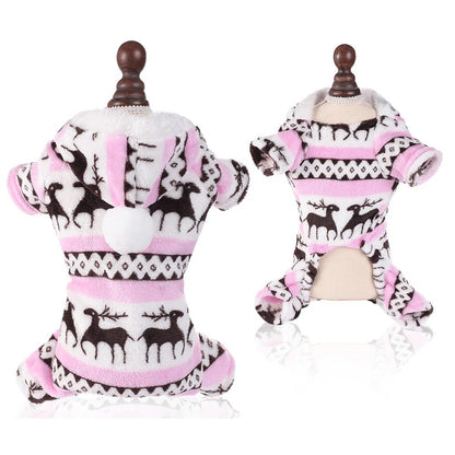 Roupas de cachorro de Natal de inverno Macacão de cachorro de pelúcia quente Pijamas para cães médios pequenos Para baixo Gatos Parkas Filhote de cachorro ???? Roupa para cães