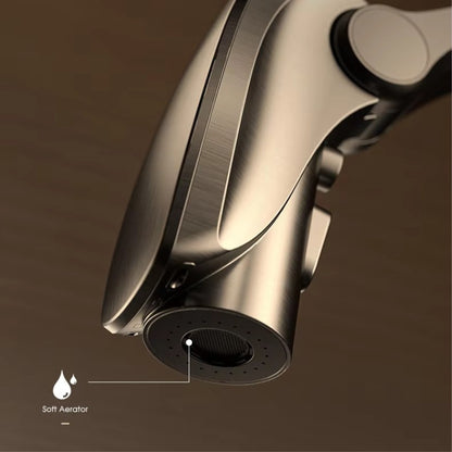 Luxury Gunmetal Brass Kitchen Faucet with LED Display,Sensor&Pull-Out 3-Function Spray,Touchless High Pressure Water-Saving Tap