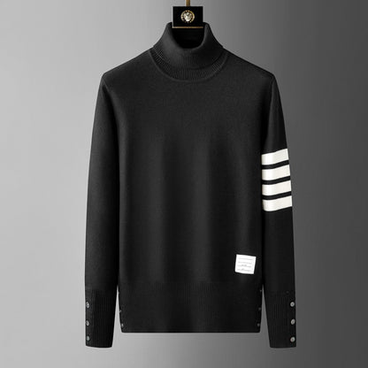High end brand men's knitted sweater autumn and winter new item high-end striped design Korean version boutique casual pullover