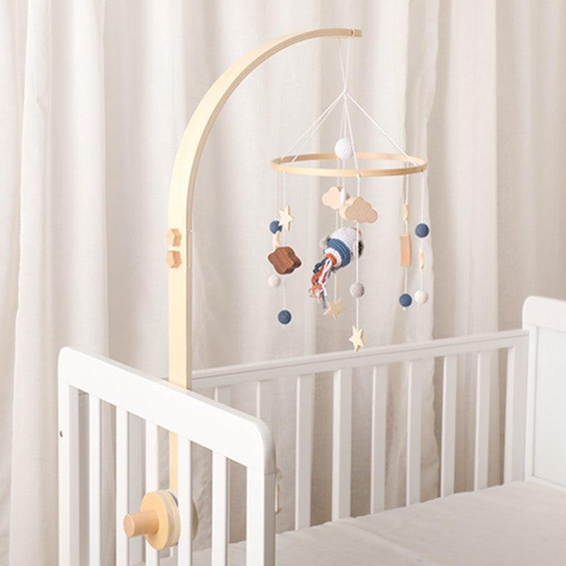 Baby Wooden Bedbell Bracket 0-12 Months Bed Bell Bracket Wooden Mobile Newborn Crochet Bed Bell Hanging Toys Newbaby Rattle Toys