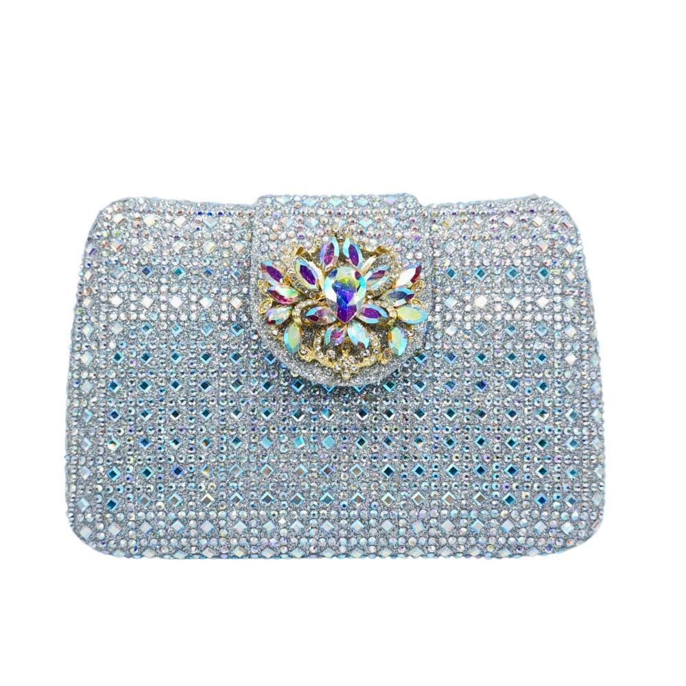 Sparkling Rhinestone Clutch Bag Lady Crystal Evening Purse Luxury Metal Handle Chain Handbag Wedding Party Dinner Diamond Bags
