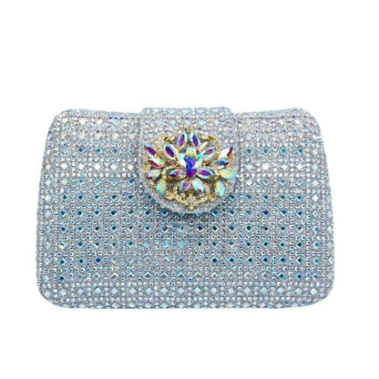 Sparkling Rhinestone Clutch Bag Lady Crystal Evening Purse Luxury Metal Handle Chain Handbag Wedding Party Dinner Diamond Bags