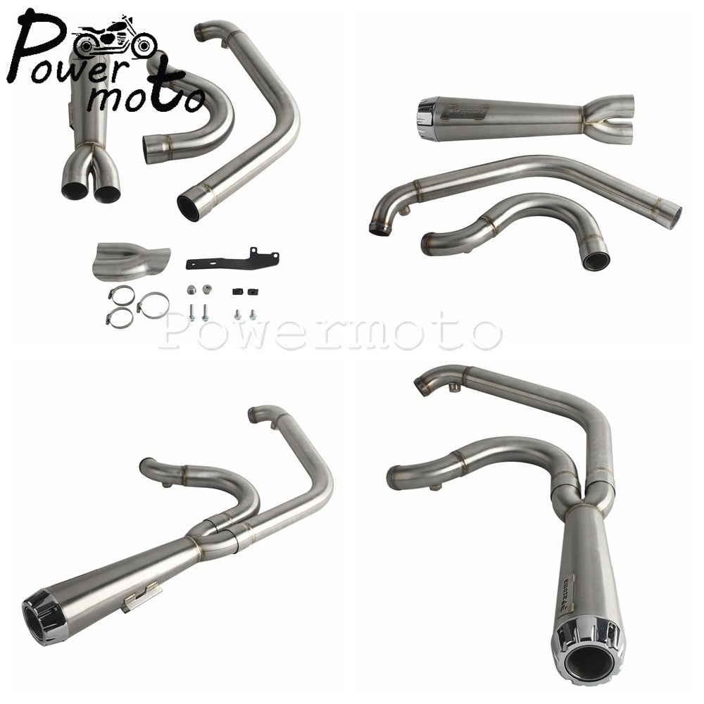 Motorcycles 2-Into-1 Exhaust Muffler Pipes Tube For Harley Dyna Fat Bob Low Rider S Street Bob Wide Super Glide FXD 2006-2017