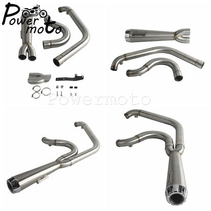 Motorcycles 2-Into-1 Exhaust Muffler Pipes Tube For Harley Dyna Fat Bob Low Rider S Street Bob Wide Super Glide FXD 2006-2017