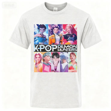 2025 Summer Men Clothes KPop Demon Hunters Saja Boys Soft  100% Pure Cotton Printed T-shirt Cool Cosplay Costume Oversize Y2k