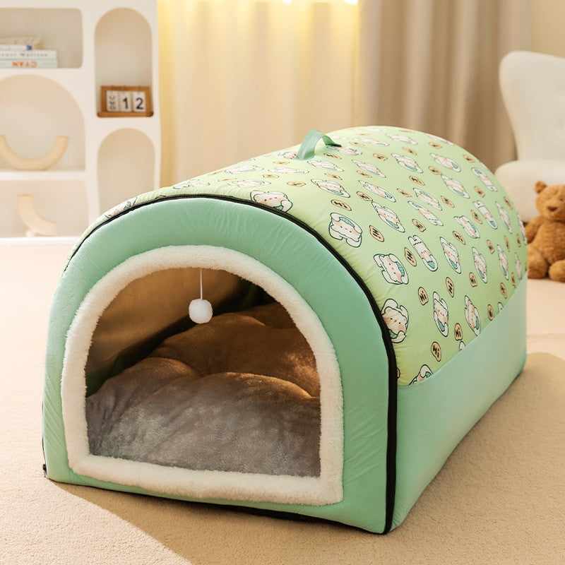 Cama de Cachorro Grande Ninho de Inverno Quente Casa de Cachorro Removível e Lavável Tipo Casa de Cachorro Grande Sazonal Suprimentos para Dormir de Animais de Estimação, Ninho de Gato