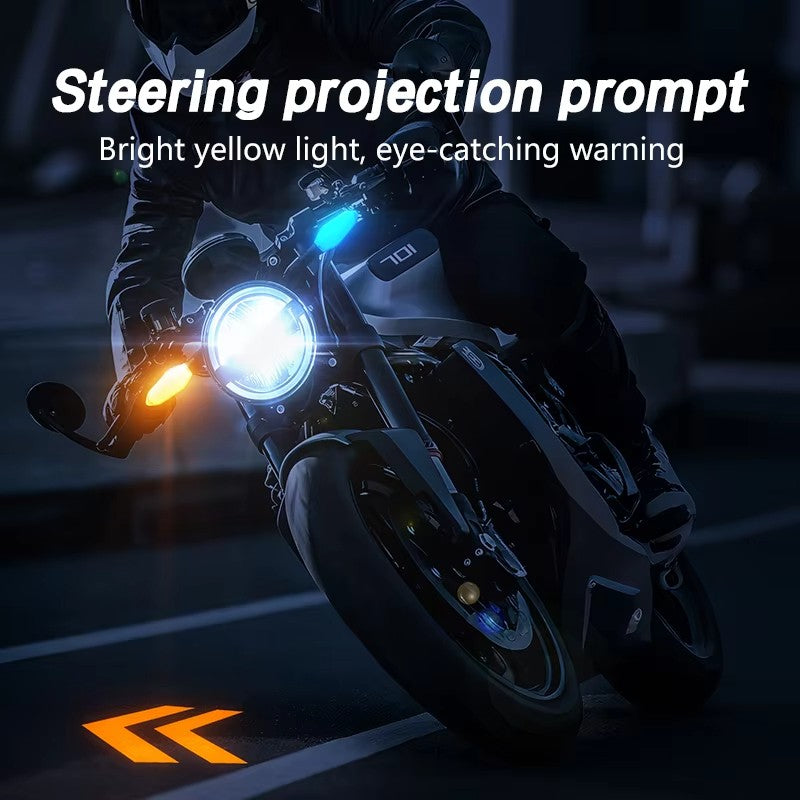 Nova lâmpada de sinalização de motocicleta LED com 27 modos Lâmpada de projeção colorida Luzes indicadoras de fluxo sequencial Luz de circulação
