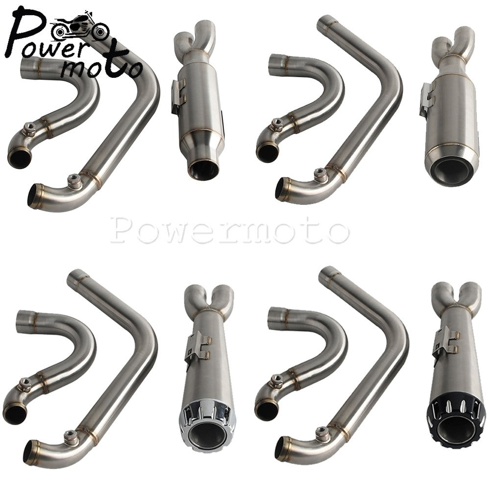 Motorcycles 2-Into-1 Exhaust Muffler Pipes Tube For Harley Dyna Fat Bob Low Rider S Street Bob Wide Super Glide FXD 2006-2017