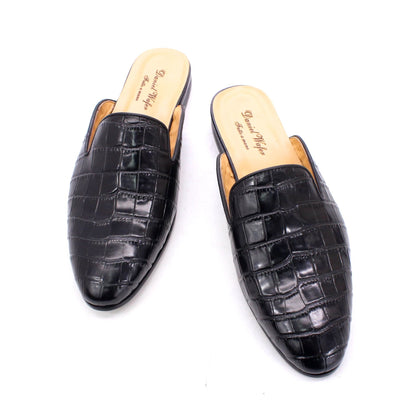 Men's shoes, genuine leather toe caps, slippers, men's fashionable outdoor men's half slipper leather shoes, loafers