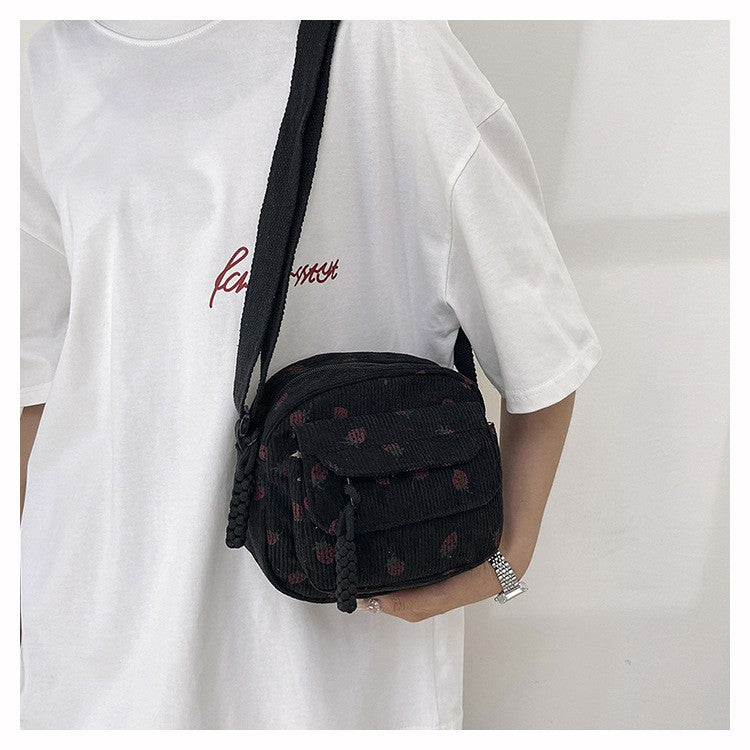 Cute Strawberry Shoulder Bag Casual Zipper Trendy Crossbody Bag Tote Handbag for Women Girls Travel Work Messenger Bag Handbags